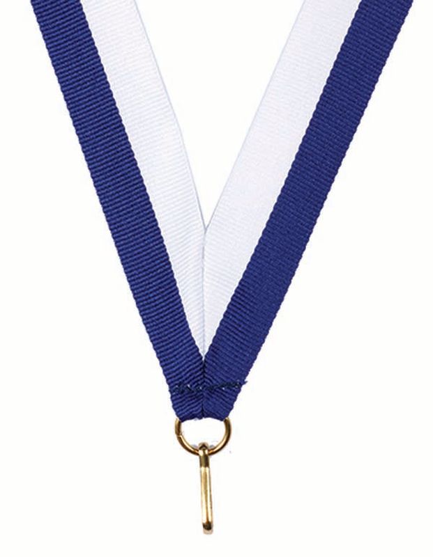 Navy Blue White Ribbon