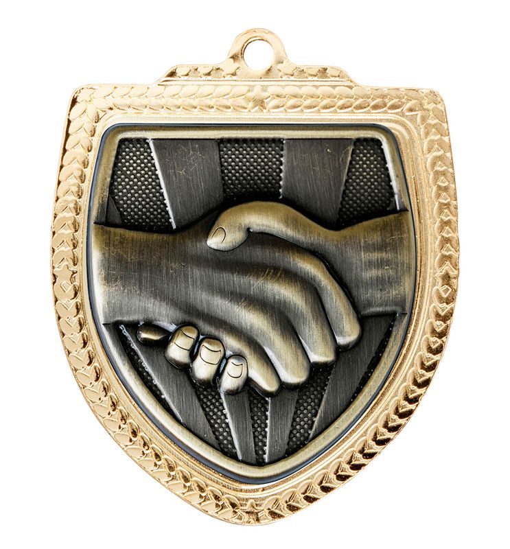 Shield Fair Play Sportsmanship Schools Gold Medal 80mm